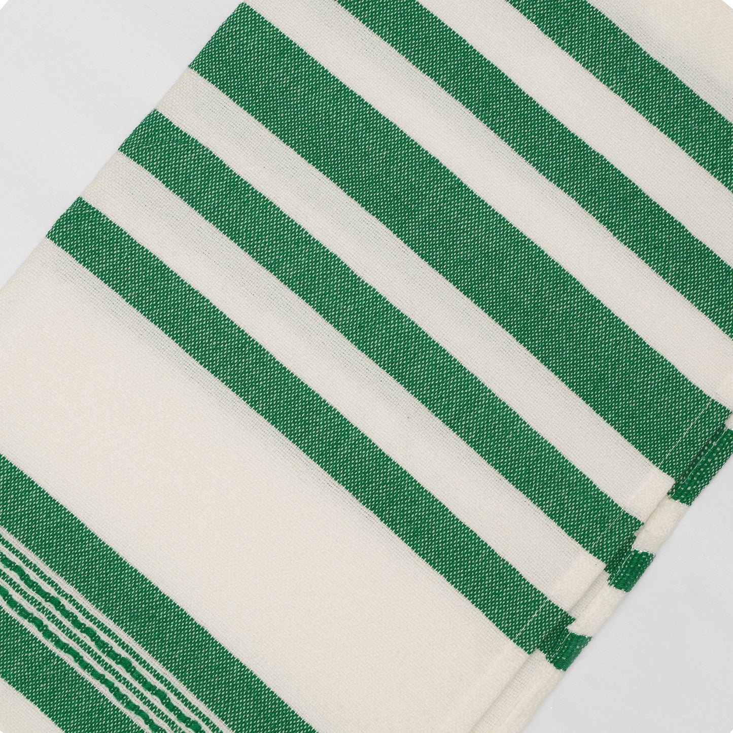 David - Wool Tallit - Wide Green stripes with Silver