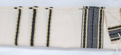Adam - Cotton Tallit - Black and Gold on Off-White