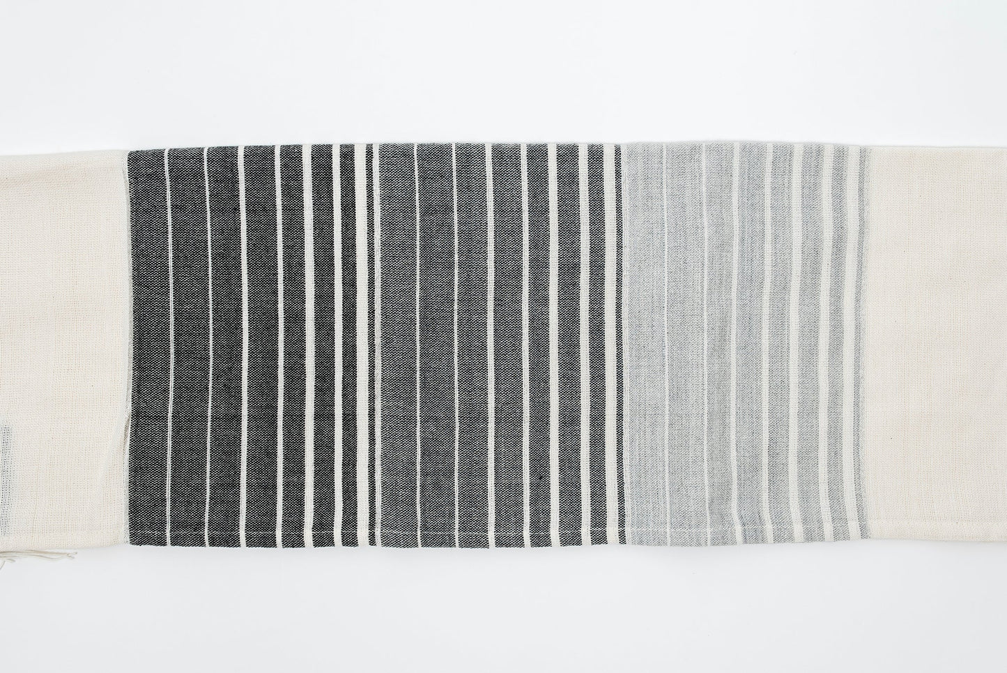Ella - Cotton Tallit - Shades of Gray with Silver on Off-White