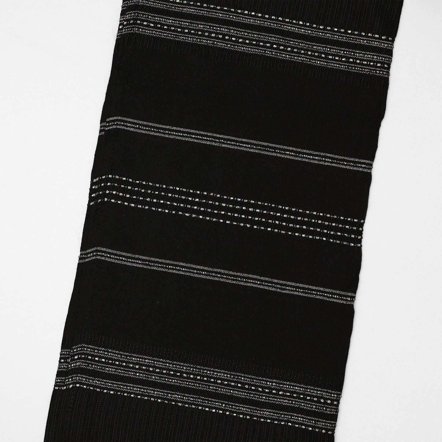 Elia - Silk Tallit - Silver on Black