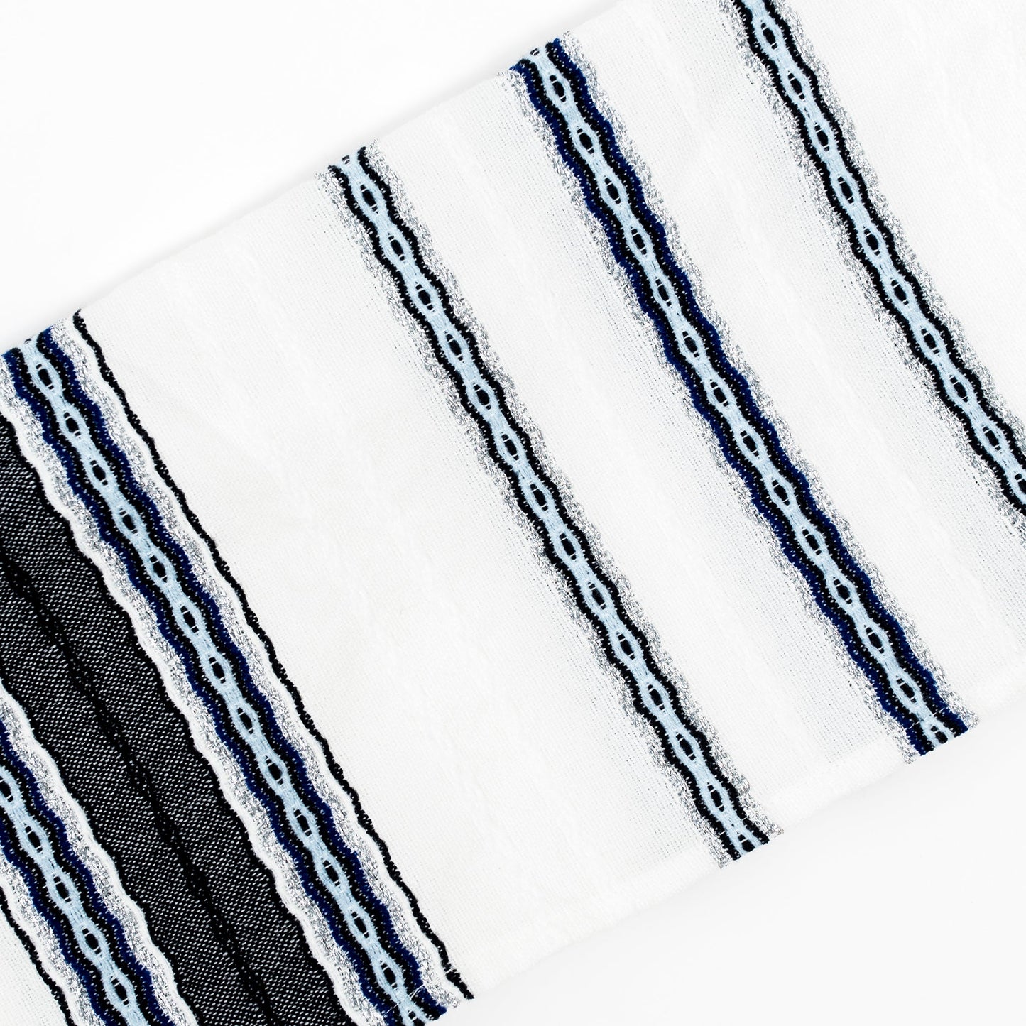 Adam - Wool Tallit  - Blues with Silver