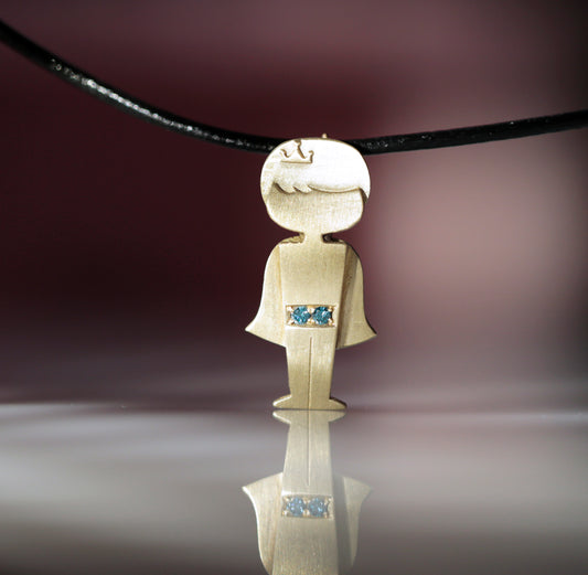 It's a Boy - A Boy Pendant set with Blue Colored Diamonds - Chaya & Raphael's Galleries