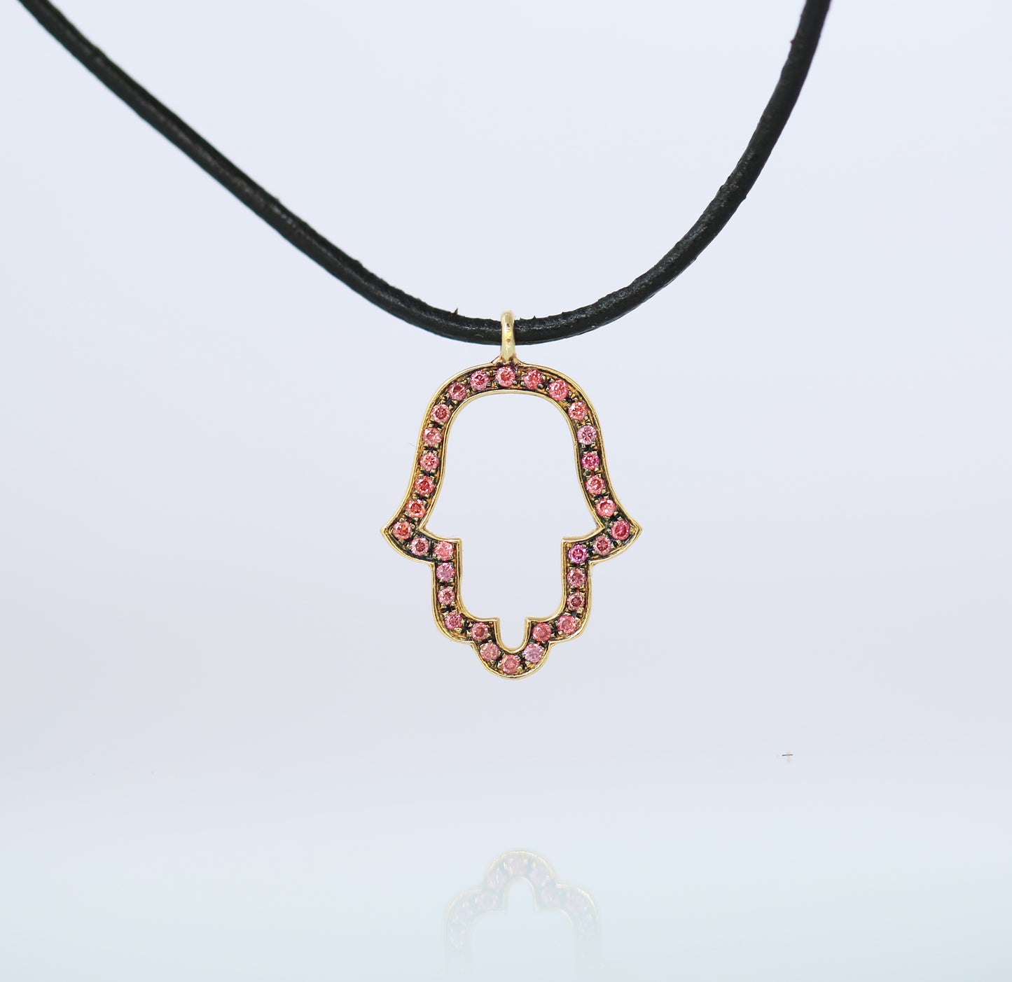 Hamsa Pendant set with Colored Pink Diamonds - Chaya & Raphael's Galleries