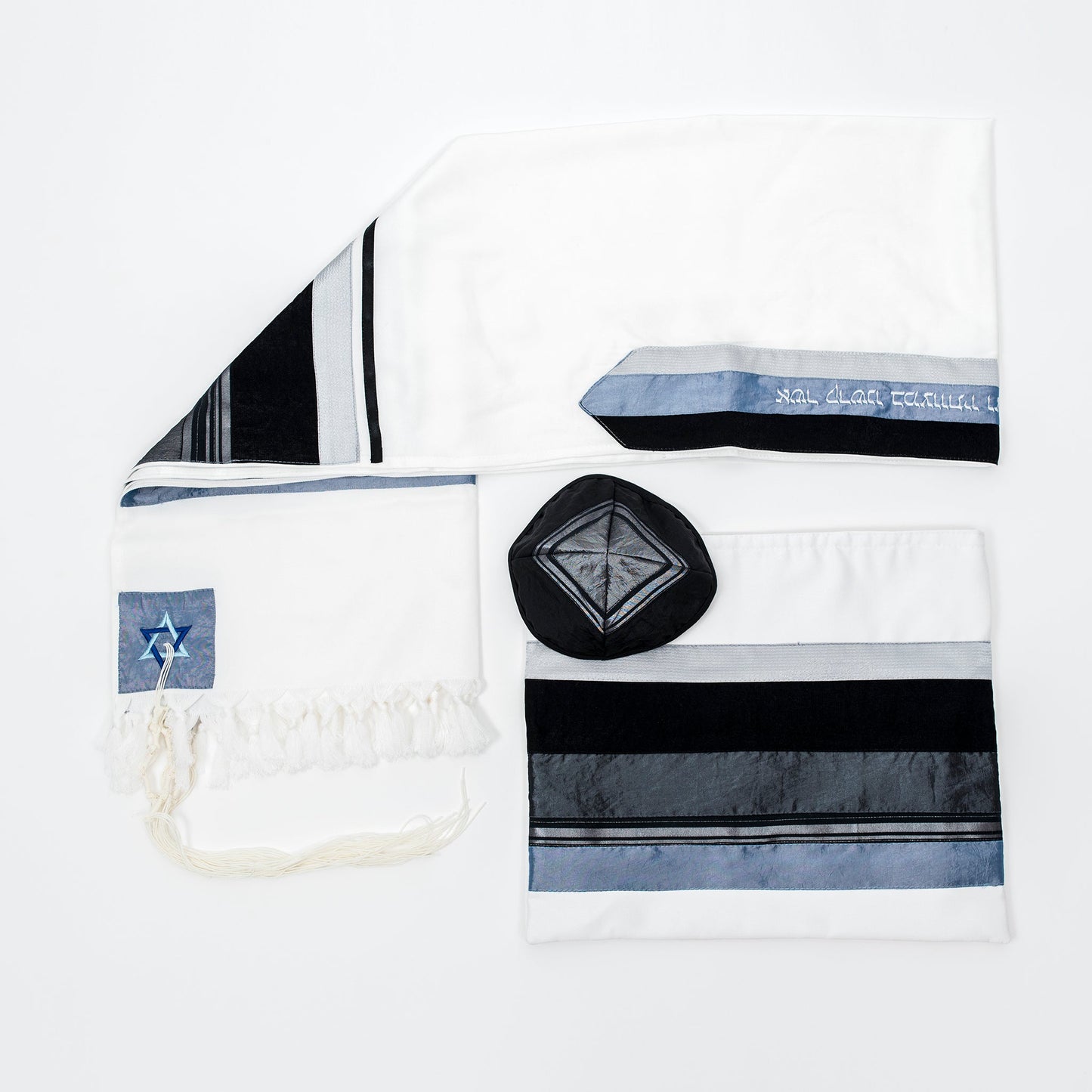 Elegant Gabrieli tallit - Black on White