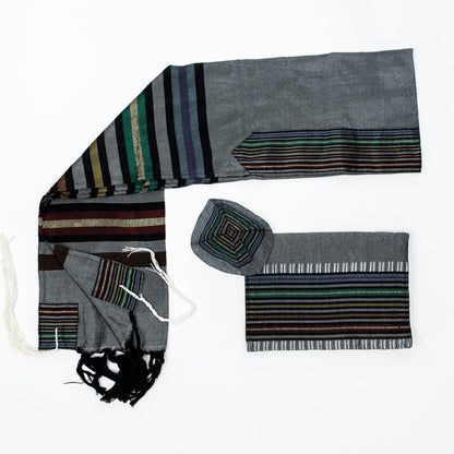 Purim - Silk Tallit - Gray Background