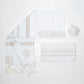 Elia - Silk Tallit - Pink and Gold on White