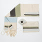 Emanuel - Cotton Tallit - Blue and Green Wide Stripes on Off-White