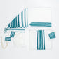 Samuel - Wool Tallit  - Turquoise and Silver
