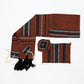 Solomon - Wool Tallit - Black and Gray with Gold and Silver on Orange