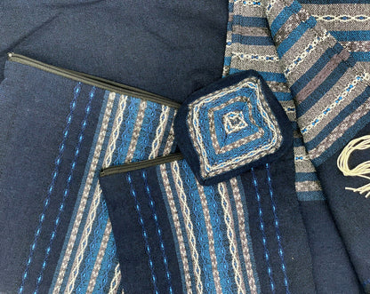 Gabrieli Premium - Wool Tallit - Shades of Blue with Silver on Dark Blue